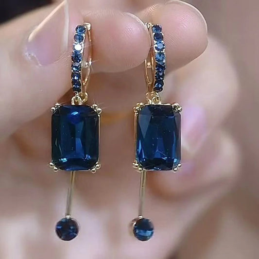 Blue Crystal Drop Earrings from Fashion Square