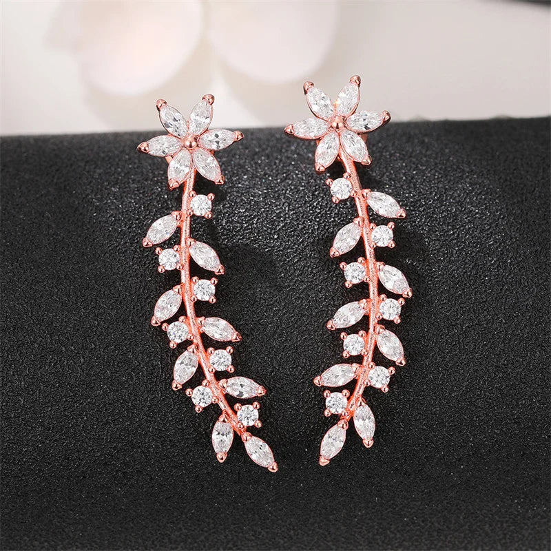 Flower earrings, climbing style earrings, exquisite women's earrings