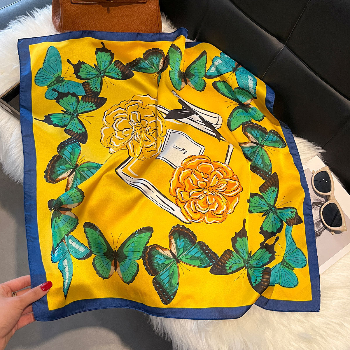 Scarf Square Scarf Imitation Silk 70cm 1025082214