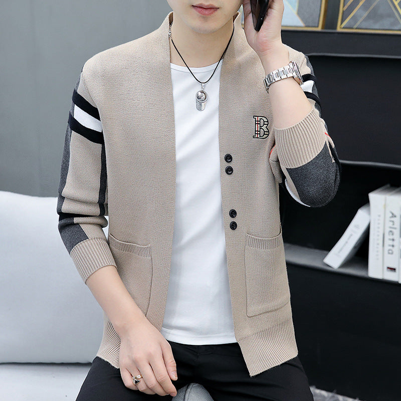 Men's Lightweight Sweater Jacket Autumn Plaid Top 1025082821