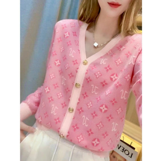 New Long-Sleeved V-Neck Cardigan Sweater 1025090223