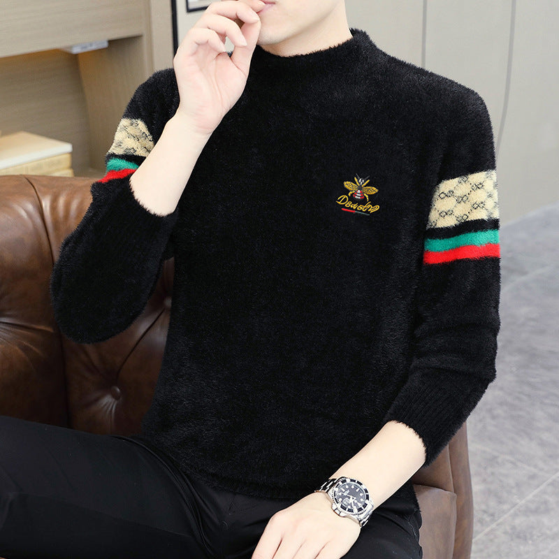 Fashion Jacquard Mink Fleece Knit Sweater 1025082817