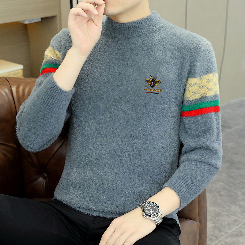 Fashion Jacquard Mink Fleece Knit Sweater 1025082817