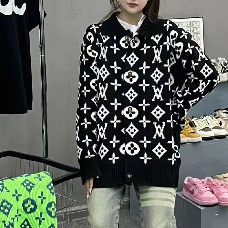 Casual Collared Knit Sweater for Women 1025090224