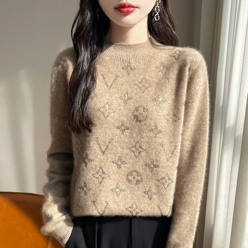 New Wool Crew Neck Knit Long Sleeve Top 1025090225