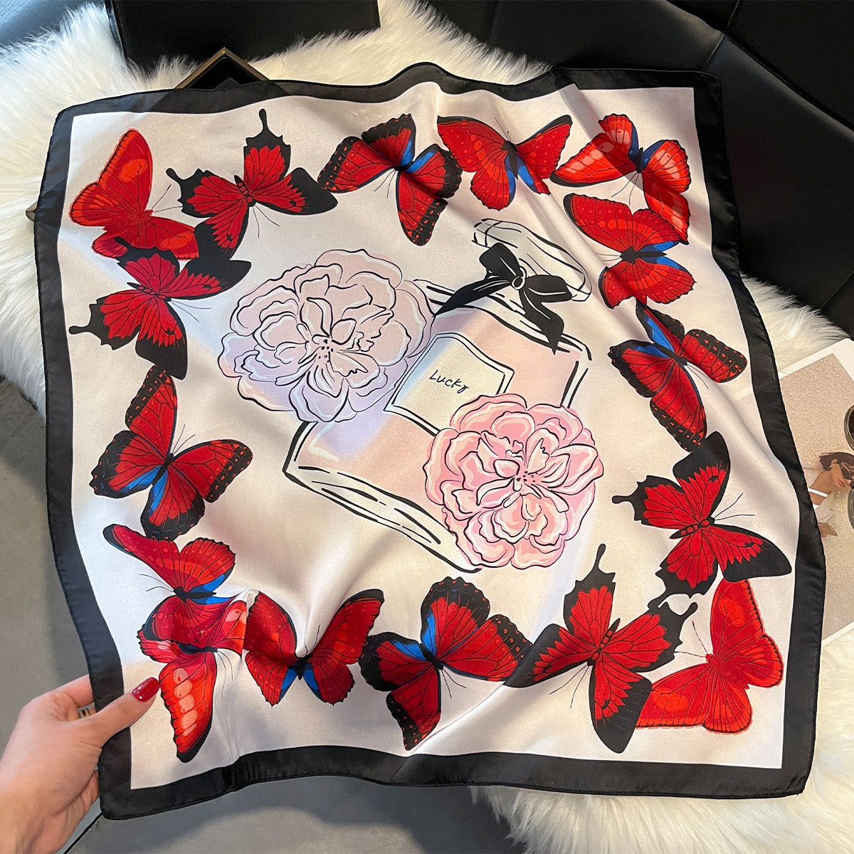 Scarf Square Scarf Imitation Silk 70cm 1025082214