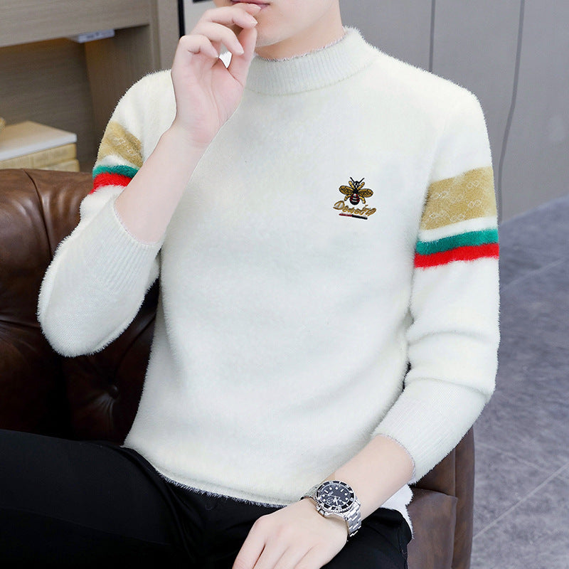 Fashion Jacquard Mink Fleece Knit Sweater 1025082817