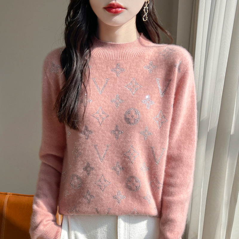 New Wool Crew Neck Knit Long Sleeve Top 1025090225