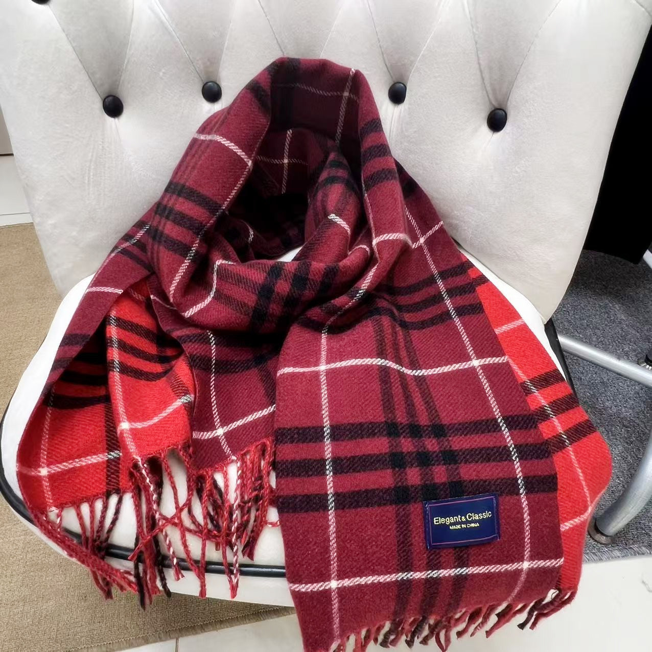 Versatile Cashmere Reversible Fringe Scarf 1025090216