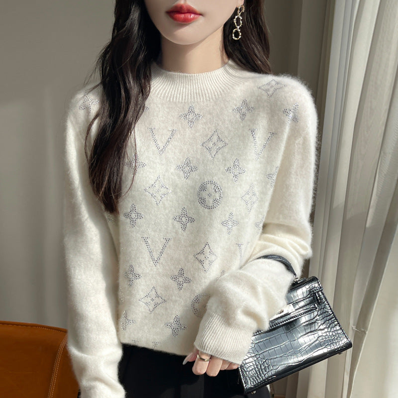 New Wool Crew Neck Knit Long Sleeve Top 1025090225