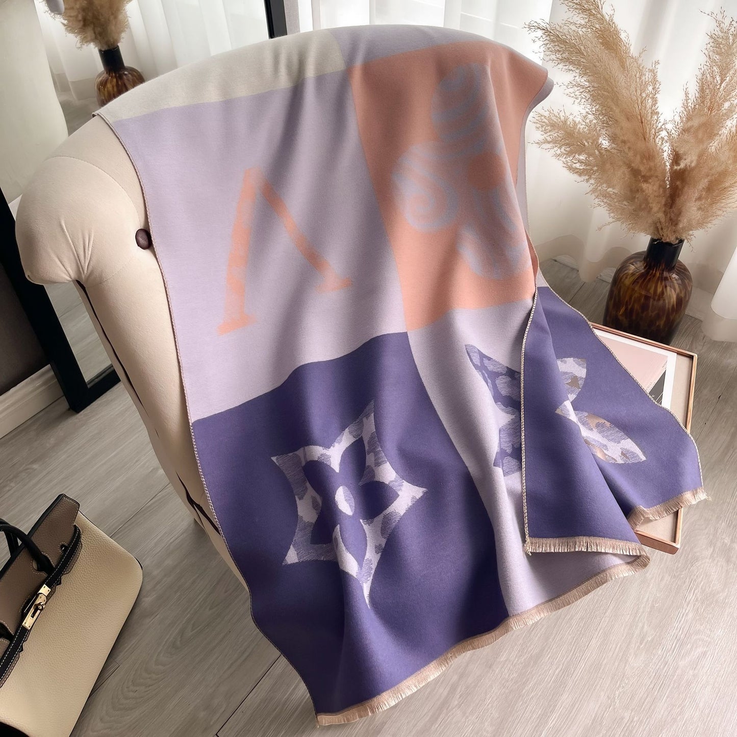 Warm scarf with short tassels and fringe shawl for women 1025082211