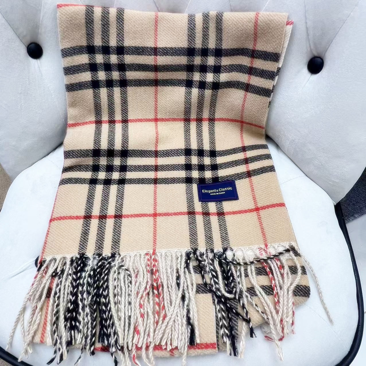 Versatile Cashmere Reversible Fringe Scarf 1025090216