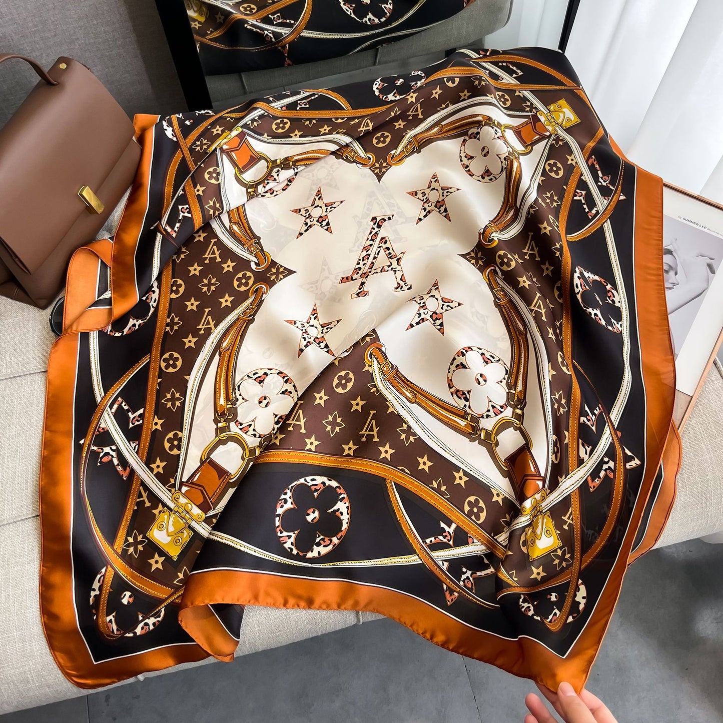 New high-end faux silk scarf 1025082220