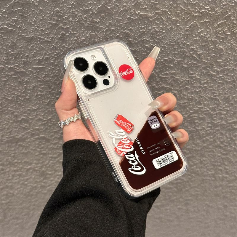 Creative Floating Coke Apple 16promax Quicksand Phone Case