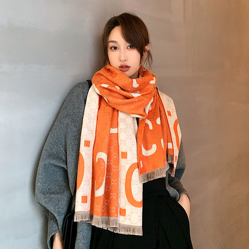New cashmere blended double-sided warm scarf 1025082518