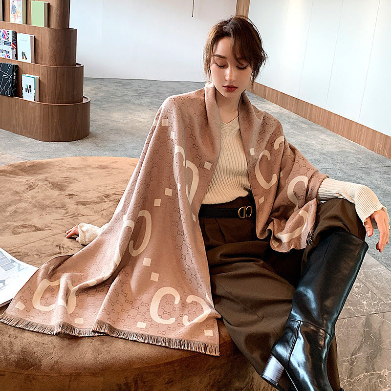 New cashmere blended double-sided warm scarf 1025082518