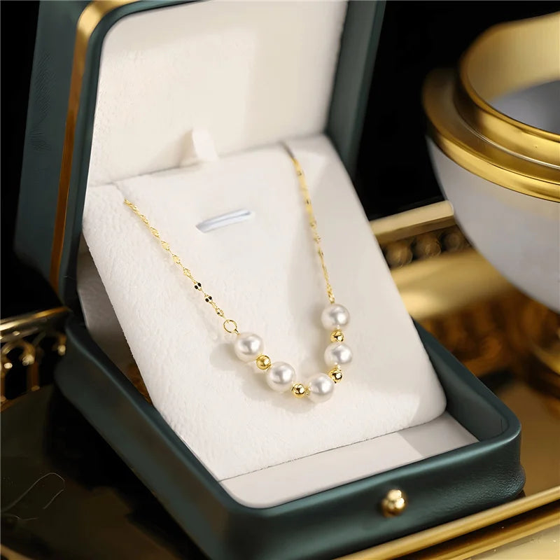 Luxurious pearl titanium steel necklace 2025081103