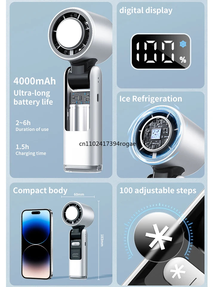 Ice cooling fan Mini folding hanging neck small fan Electric cooling fan