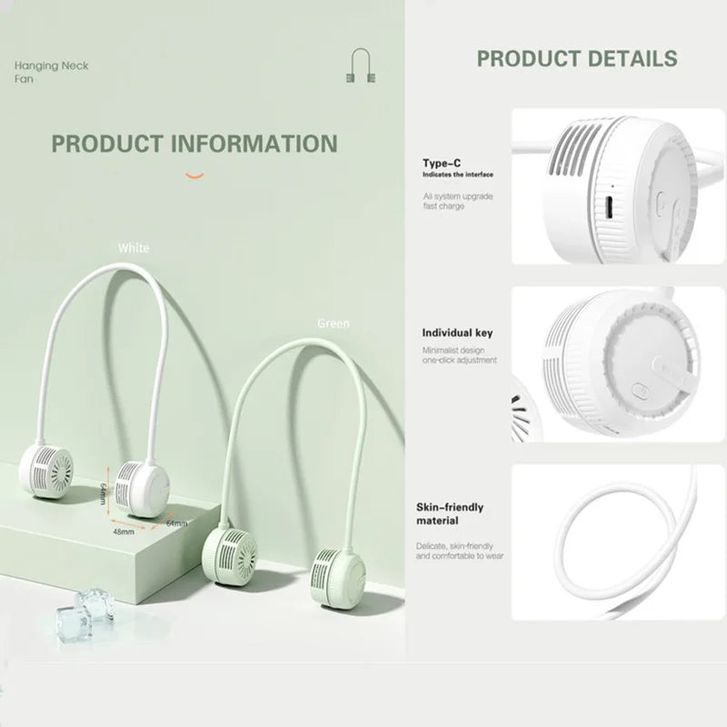 New hot selling summer hanging portable silent USB neck fan