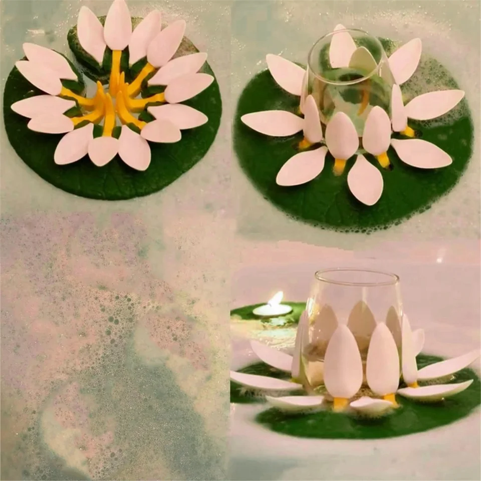 Highly Recommended.Luxurious Floating Lotus Bath Glass Holder with Wine Bottle Holder