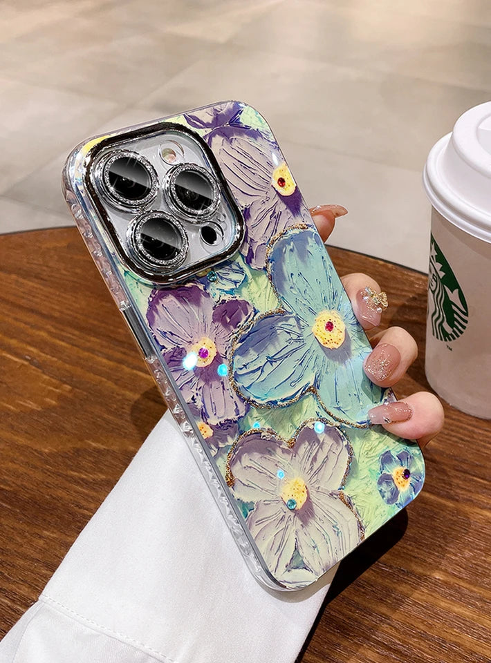 Luxurious and fashionable flower sparkling laser phone case