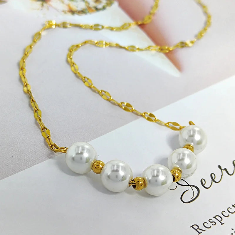 Luxurious pearl titanium steel necklace 2025081103